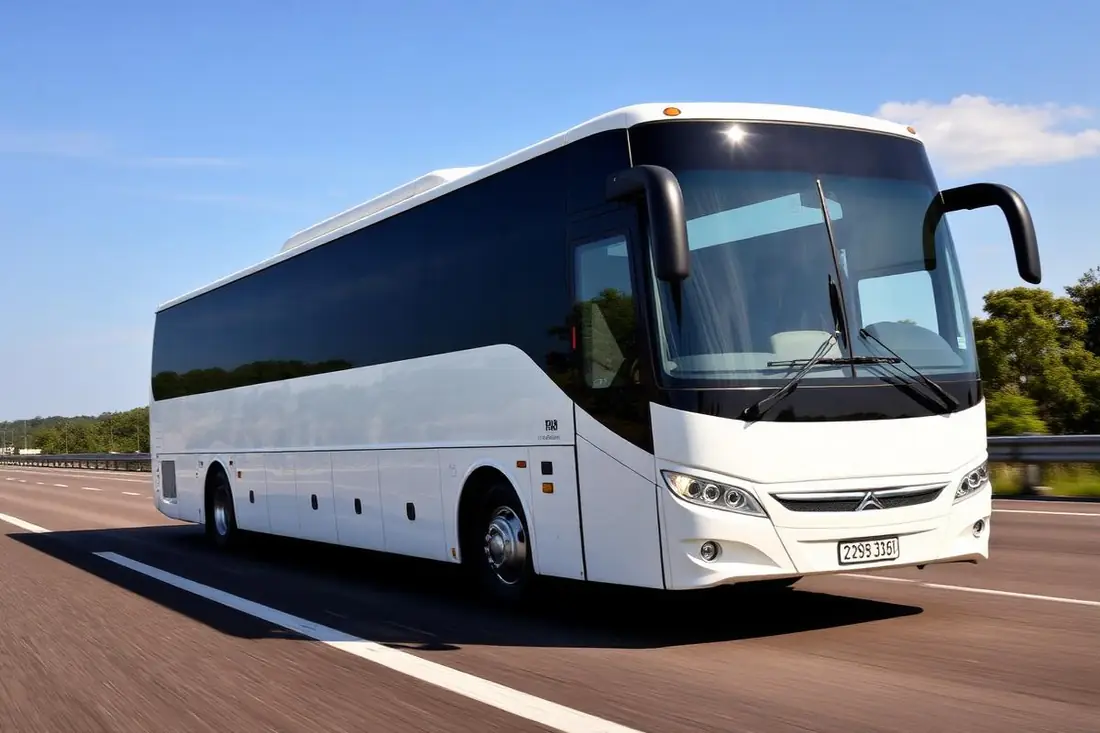 Ônibus rodoviário fretado para transporte de convidados em evento